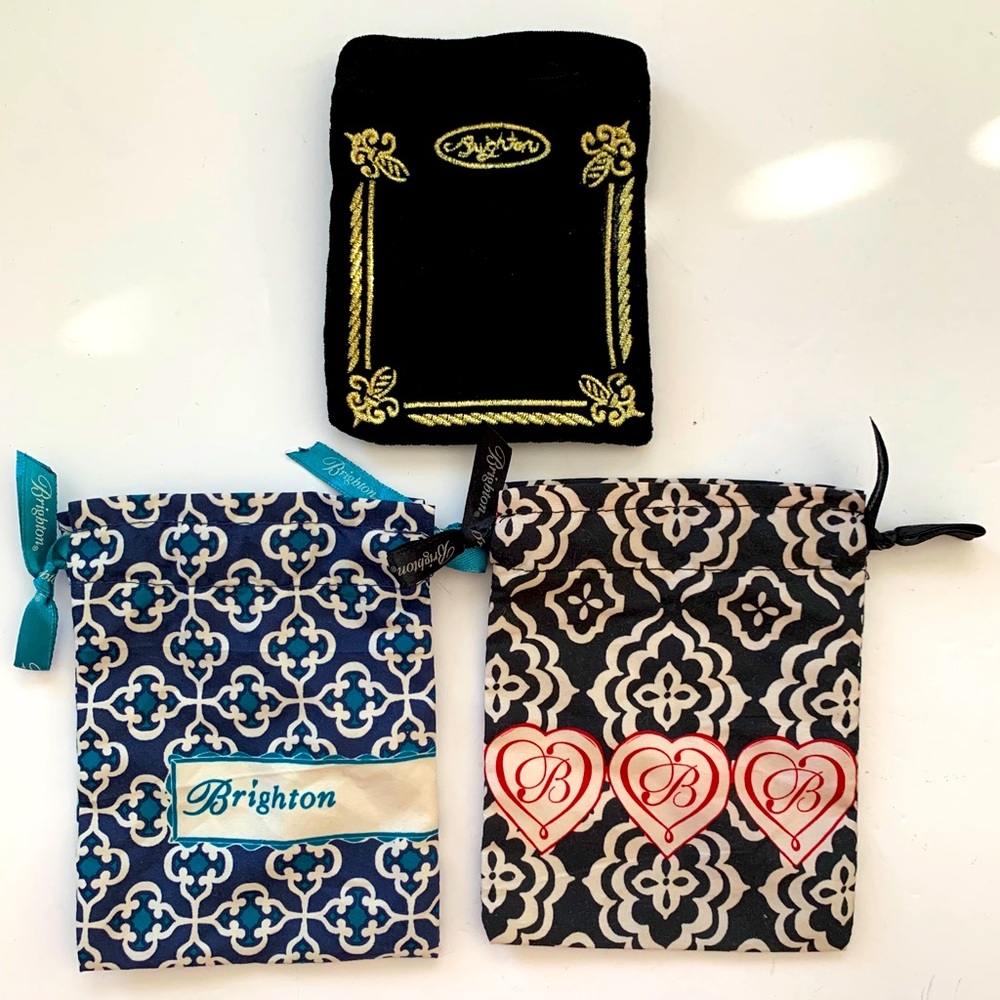Brighton Small Drawstring Jewelry Bag Pouch Dust Bags Lot of 3